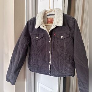 Levi's Charcoal Corduroy Sherpa-Lined Jacket